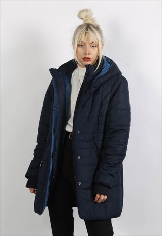 VINTAGE 90'S PADDED PUFFER COAT JACKET BLUE