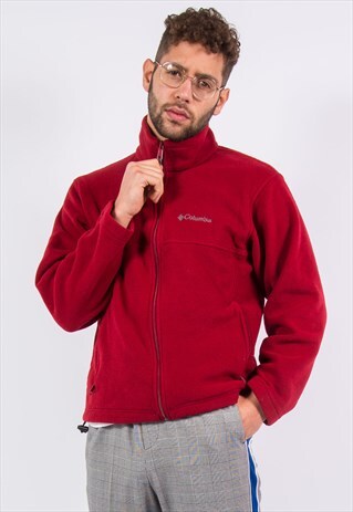 COLUMBIA RED FLEECE ZIP FASTEN SWEATSHIRT