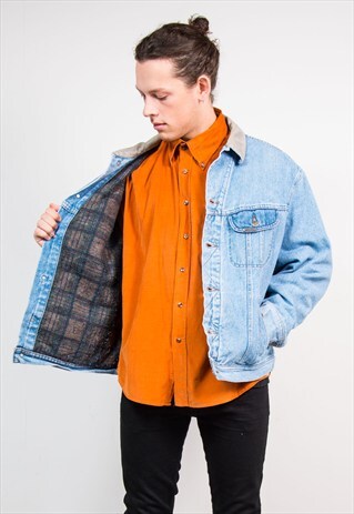 VINTAGE 90'S LEE LIGHT BLUE BLANKET LINED DENIM JACKET