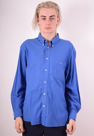 LACOSTE MENS VINTAGE SHIRT XL BLUE 90S