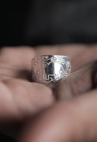 WOMENS SILVER RING ELEPHANT SILVER RING MENS RING - 1048