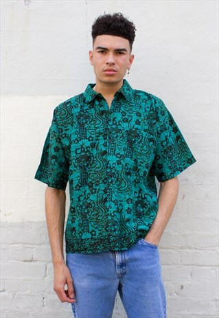 VINTAGE 90'S BATIK DYED PATTERNED SHORT SLEEVED SHIRT
