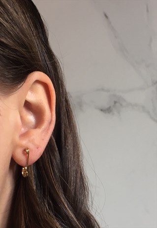 KAIA: DAINTY GOLD DIAMANTE SAFETY PIN EARRINGS