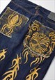 VINTAGE JAPANESE RMC EMBROIDERED DENIM JEANS IN BLUE