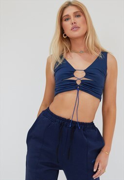 Cut Out Crop Top in Navy