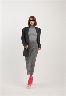 Vintage Wool Grey Midi Skirt