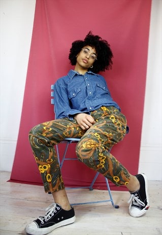 PRINTED VELVET TROUSERS