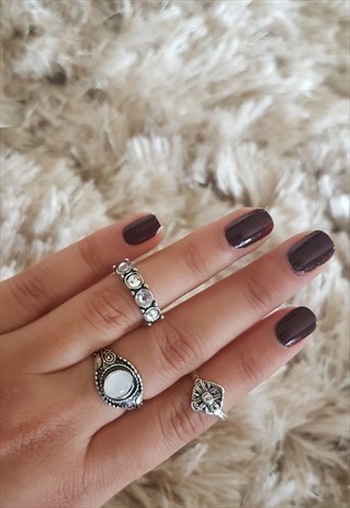 SILVER SET OF 3 BOHEMIAN RINGS