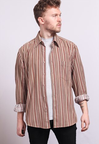 VINTAGE CORDUROY CORD STRIPED SHIRT