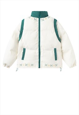 Detachable bomber jacket removable sleeves puffer in white