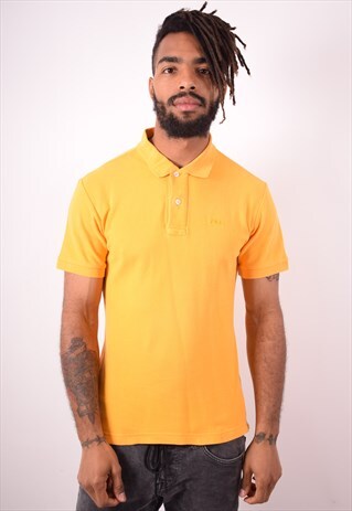 FILA MENS VINTAGE POLO SHIRT SMALL YELLOW 90S