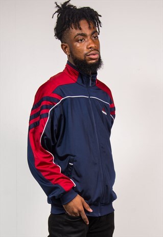 VINTAGE 90'S ADIDAS NAVY TRACKSUIT JACKET TOP