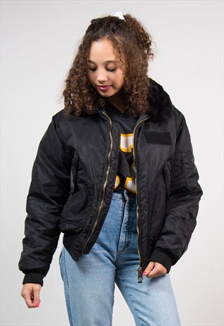 VINTAGE 90'S BLACK MA1 FLIGHT BOMBER JACKET