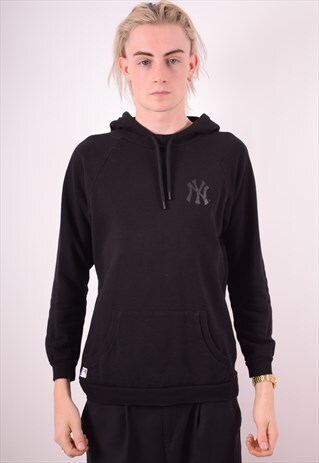 MAJESTIC MENS VINTAGE HOODIE JUMPER MEDIUM BLACK 90S
