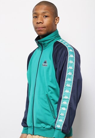 VINTAGE KAPPA TAPE LOGO TRACK JACKET BLACK