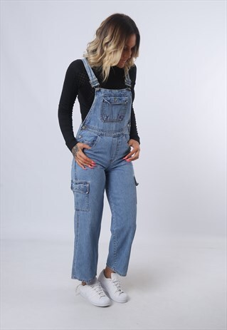 DENIM DUNGAREES PETITE 90'S UK 8 (FK3A)