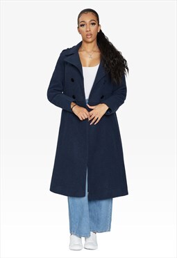 Shannon A-Line Double Breasted Coat (Navy)