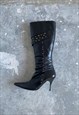 VINTAGE 00S KNEE HIGH LEATHER POINTY BOOTS 
