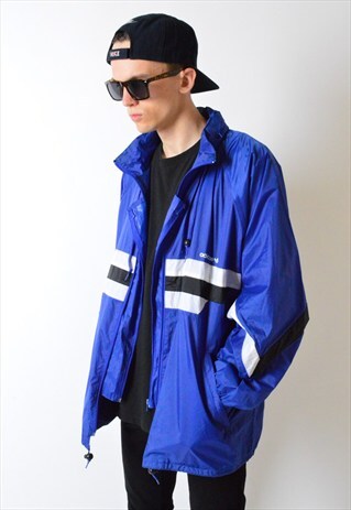 VINTAGE 90S BLUE ADIDAS SHELL RAIN COAT JACKET
