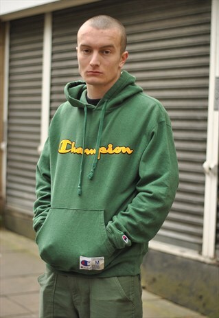 VINTAGE CHAMPION SPELL OUT LOGO HOODIE
