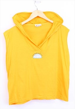 Vintage Gymnaria Hooded Vest Yellow Hooded With Logo 90s