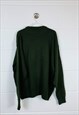 VINTAGE ABSTRACT KNITTED JUMPER/ SWEATER GREEN PATTERNED