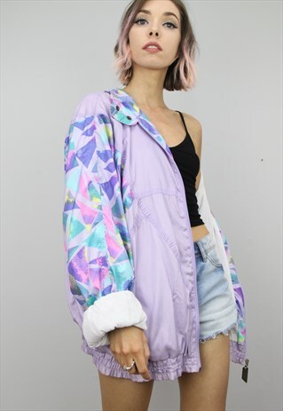 VINTAGE 80S 90S OVERSIZED SHELL SUIT FESTIVAL JACKET