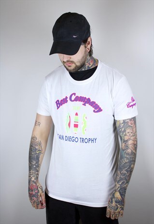 VINTAGE BEST COMPANY T-SHIRT WITH PRINTED LOGO IN WHITE