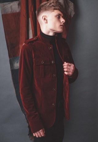 RETRO BURGUNDY VELVET JACKET