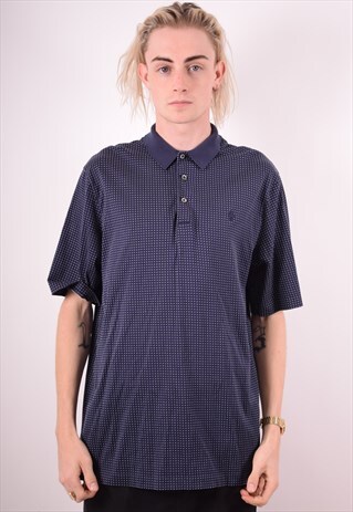 RALPH LAUREN MENS VINTAGE POLO SHIRT MEDIUM BLUE DOTS 90S