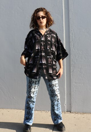 90'S LETTERING OVERSIZED TOP BUTTON DOWN SZ XXL