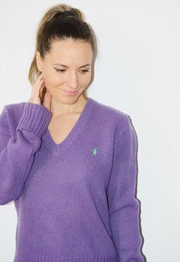 Vintage 90s RALPH LAUREN Embroidered Knit Sweatshirt Jumper