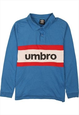 Vintage 90's Umbro Sweatshirt Spellout Quater Button Blue