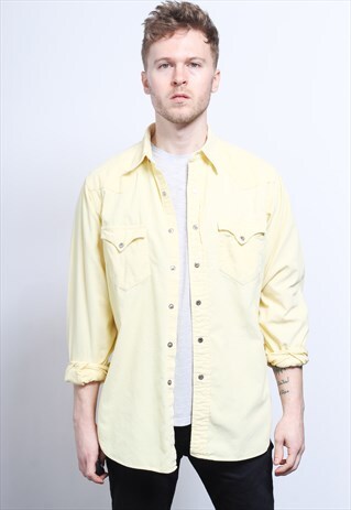 VINTAGE RALPH LAUREN CHAPS CORDUROY CORD SHIRT YELLOW
