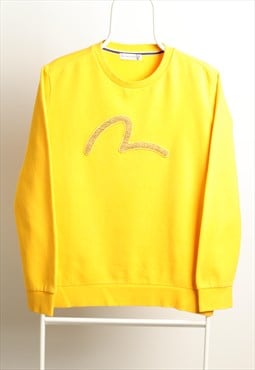 Vintage Evisu Crewneck Cotton Yellow Sweatshirt Size L