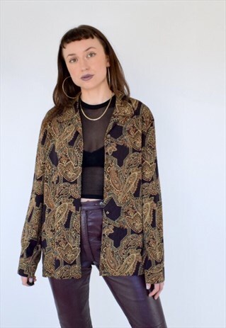 LARGE 80S PAISLEY AND LEOPARD PRINT VINTAGE SHIRT
