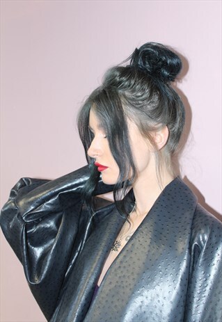 80S VINTAGE STYLE EMBOSSED PVC ALTERNATIVE WATERFALL JACKET