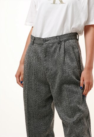 80S VINTAGE HIGH WAISTED WOOL TROUSERS 1049