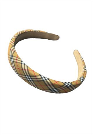 Check Headband In Beige 
