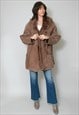 80's Oversized Vintage Brown Soft Shearling Winter Coat