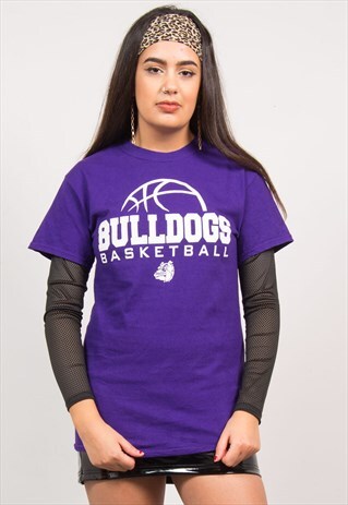 VINTAGE 90'S PURPLE BULLDOGS BASKETBALL T-SHIRT