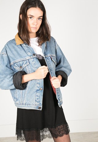 VINTAGE 80S LEVI'S CONTRAST COLLAR DENIM JACKET / R0243