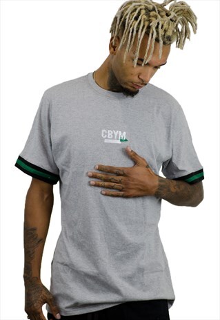 GREY OVERSIZED T-SHIRT WITH EMBROIDERED SHAPES LOGO