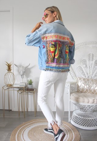 VINTAGE JEANS JACKET ETHNIC EMBROIDERY