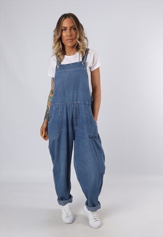DENIM DUNGAREES VINTAGE WIDE TAPERED LEG UK 18 (34C)