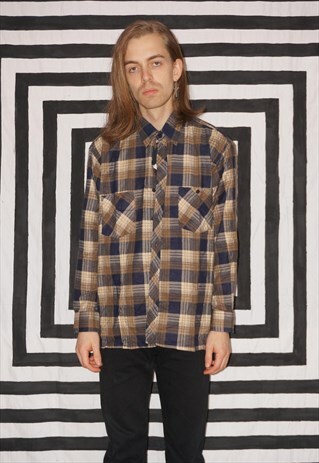 VINTAGE 90'S DEADSTOCK CHECKED COTTON WORKERS SHIRT