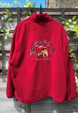 Vintage Alaska tourist red full zip fleece large 