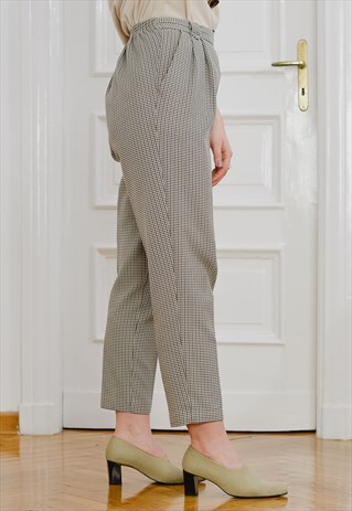 HOUNDSTOOTH PANTS VINTAGE 80'S TROUSERS MOD SUPER HIGH WAIST
