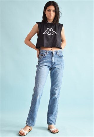 90'S RETRO WRANGLER STONEWASH REGULAR WAIST SLIM DENIM JEANS