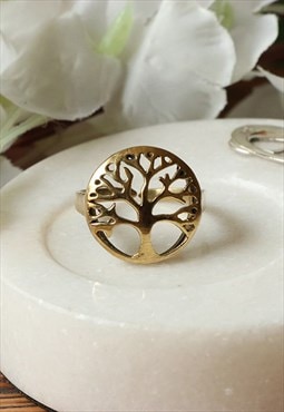 Gold Tree of Life Ring Adjustable